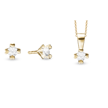 Mary 8 kt guld smykkesæt med i alt 0,60 ct labgrown diamanter Wesselton VS